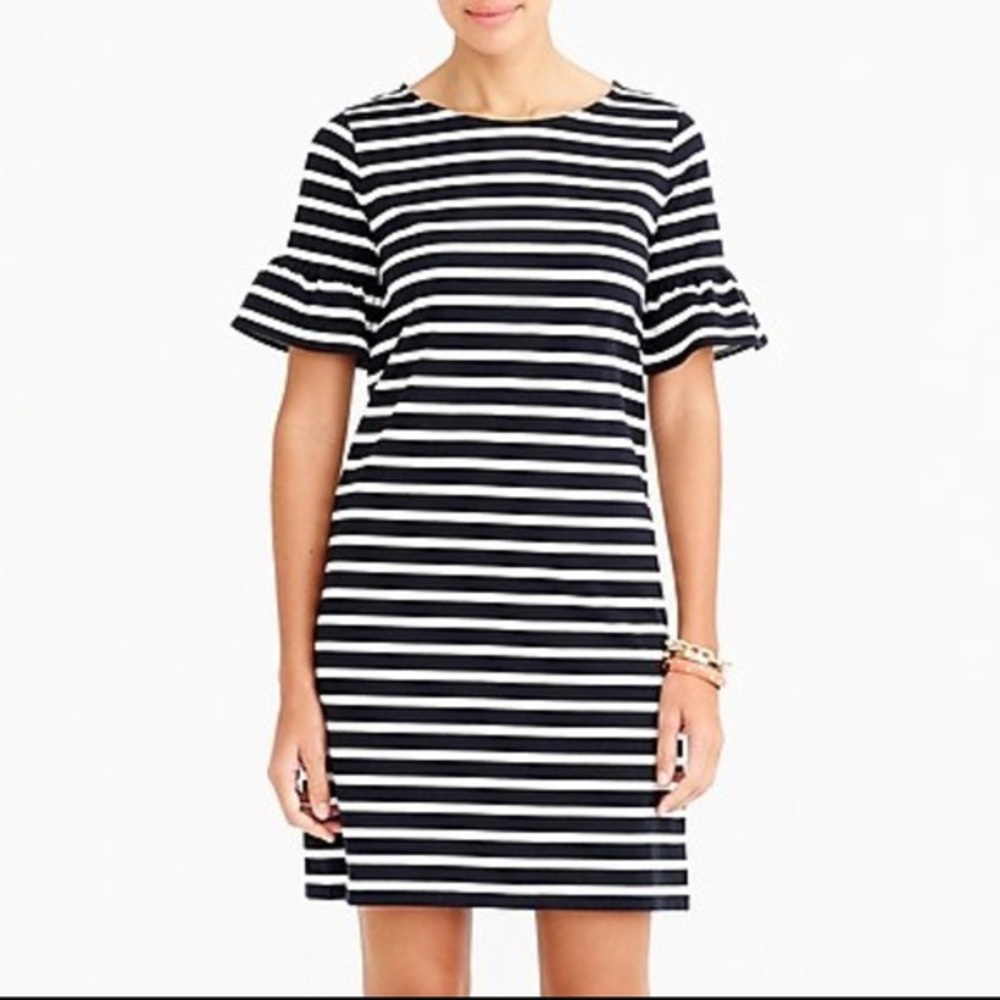 JCrew striped bell sleeve dress